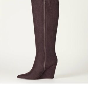 Elegant Brown Knee-High Wedge Boots